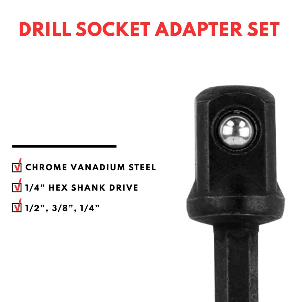 Socket Adapter Set 17 Piece includes Reducer, Universal Joint Socket Set, Dri...