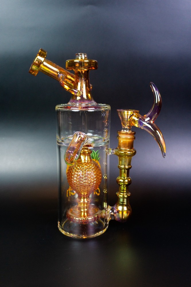 Cheech 10" Pineapple Twist Rig Bong Orange