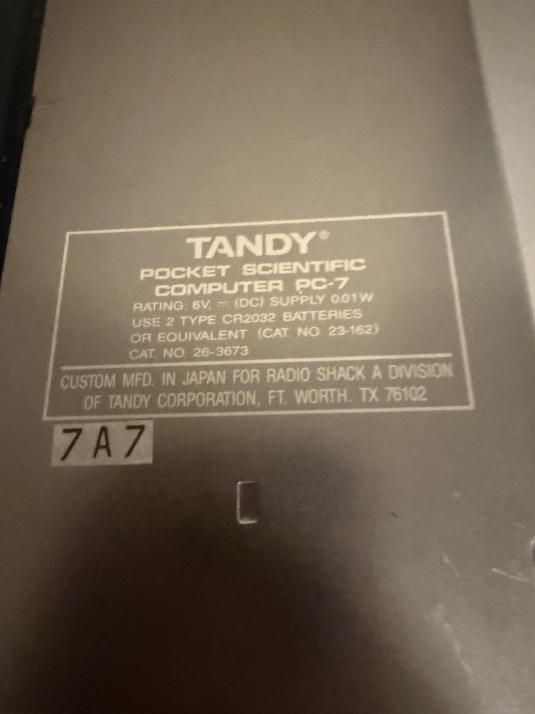 Tandy Pocket Scientific Computer PC-7 Working With New Batteries