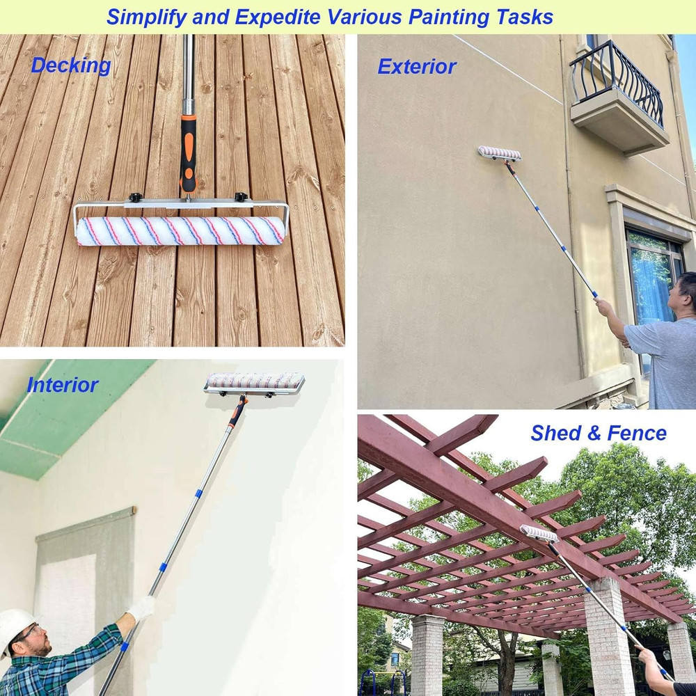 Paint Roller Kit with Extension Pole Adjustable Frame 12 Inch 18 Inch Microfiber