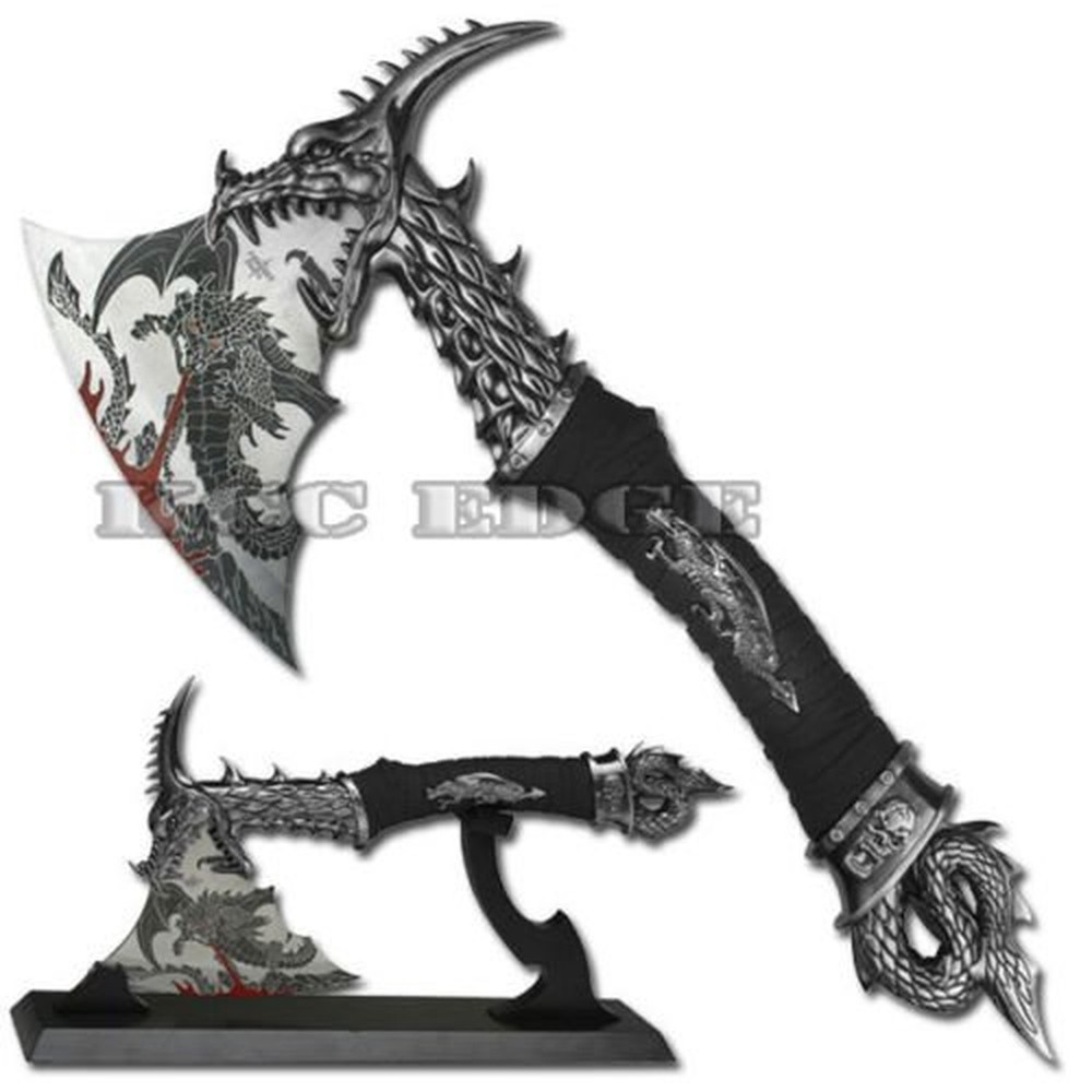 Snake Eye Fantasy Master Dragon Axe with Stand