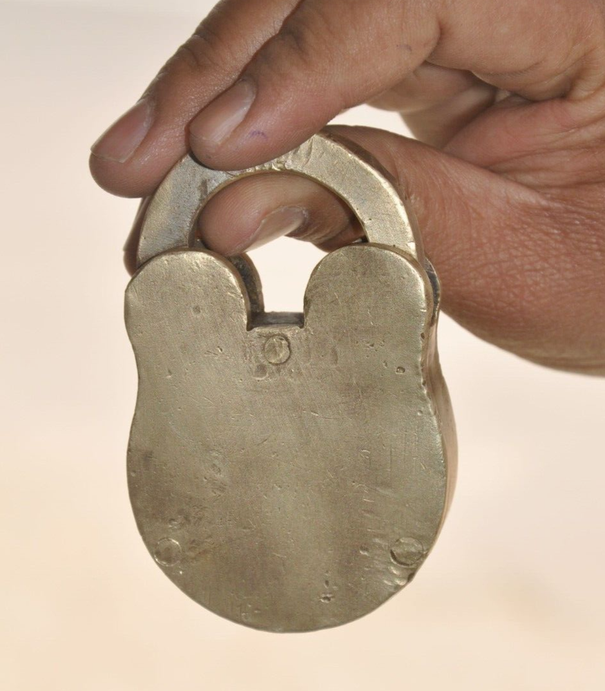 Vintage Hind Azad Brass Unique Shape Solid Fine Handcrafted Padlock