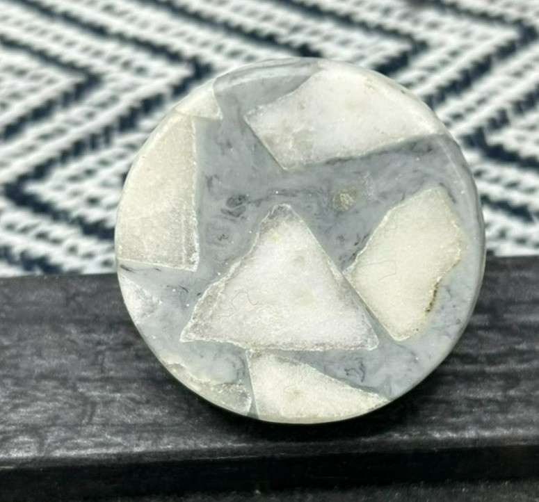 Round Gray & White Terrazzo Style Drawer Pull Knob 1.5" Diameter