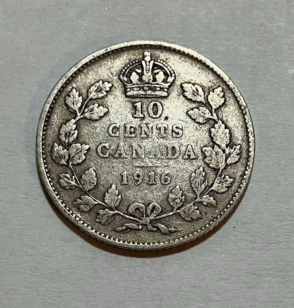 1916 Canada Silver 10 Cents