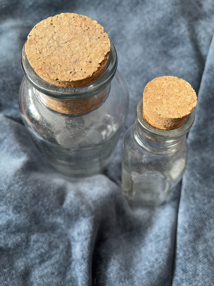 Glass Bottles (2) - Clear with Corks