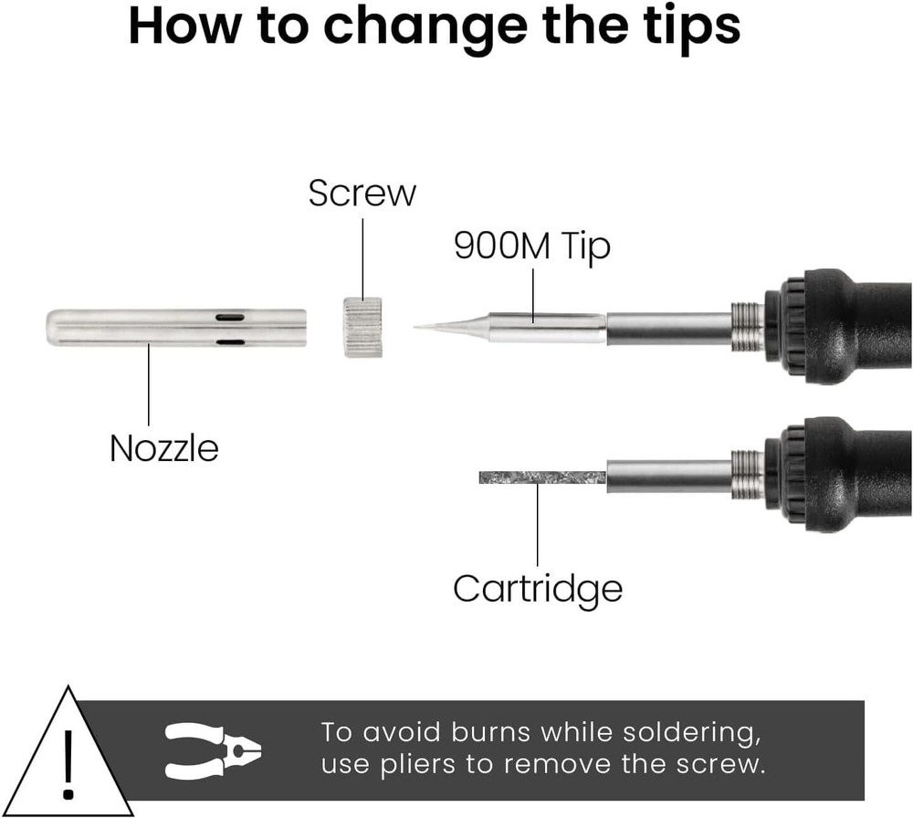 Soldering Iron Kit 60W, 5pc Replaceable Tips, Stand, Fast Heating