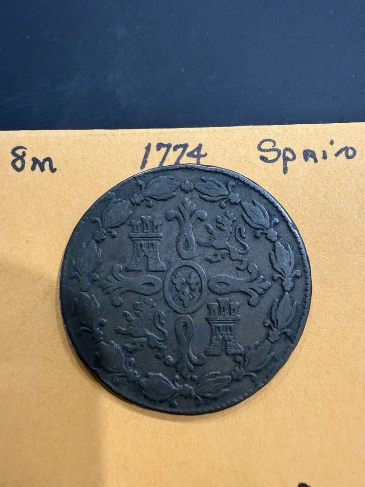 1774 Spain 8 Maravedis Copper Coin