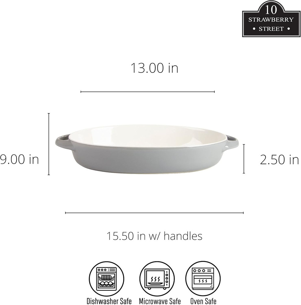 Sienna Oval 13" and 10.5" Bakeware Set, Gray