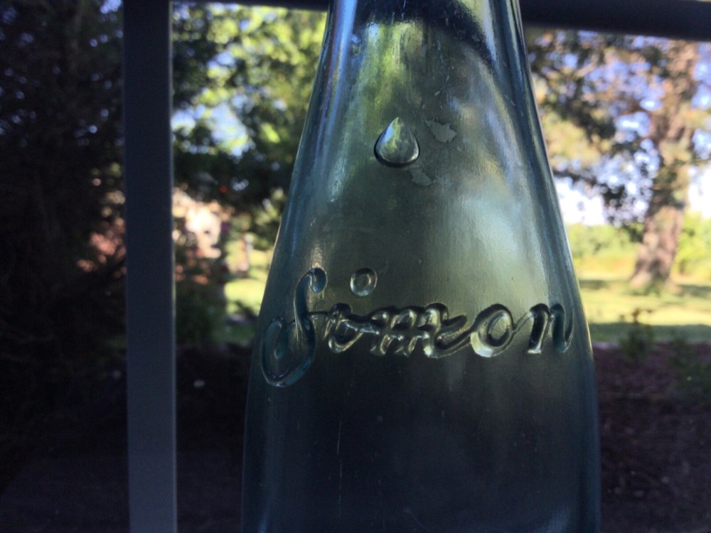 Vintage Embossed Aqua SIMON Beer Bottle