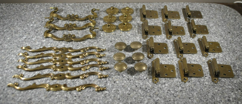 Lot Vtg KBC Cabinet Pull/Knobs, Backplate, Hinges
