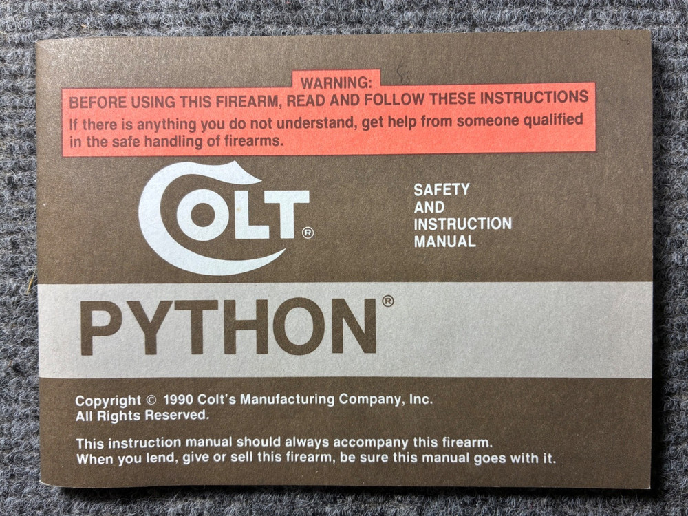 1993 COLT PYTHON OWNERS MANUAL