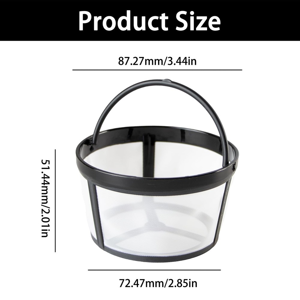 2 Pack Reusable Coffee Filters, 4-5 Cup Filter Basket, one size, White