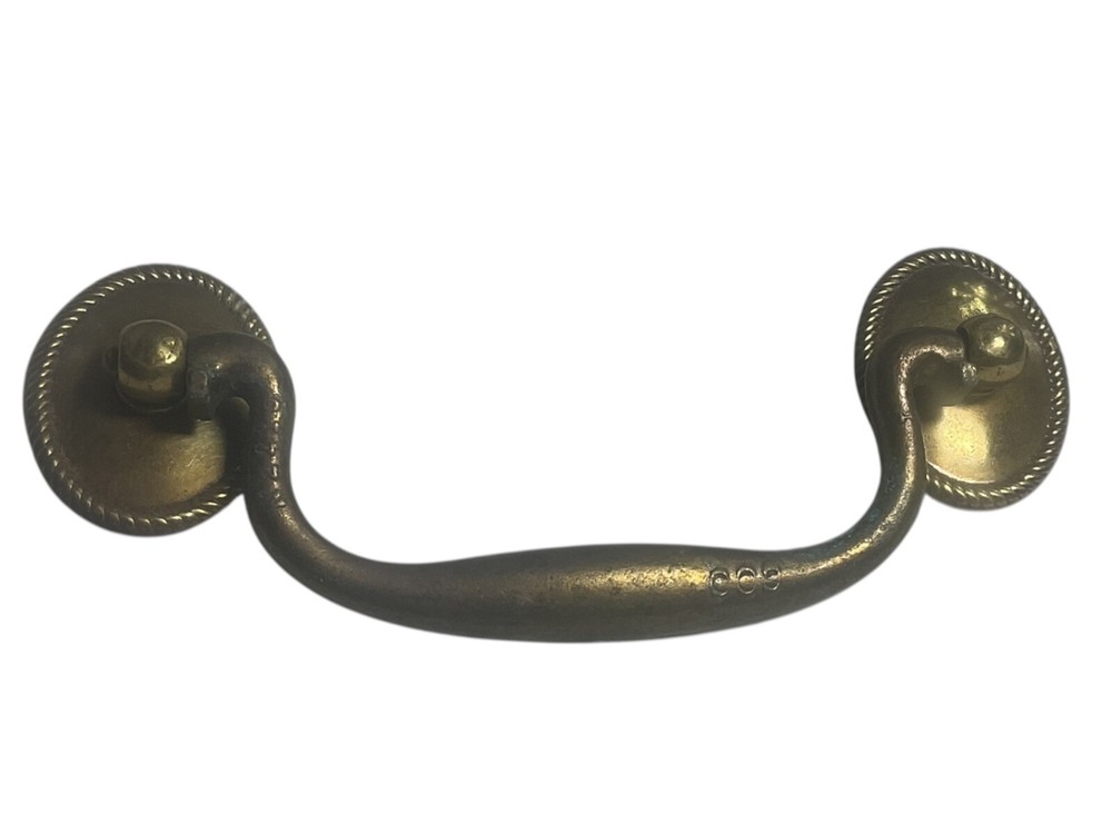 ANTIQUE BRASS CABINET CUPBOARD DRAWER BAIL DROP SWAN NECK PULL SWING HANDLE