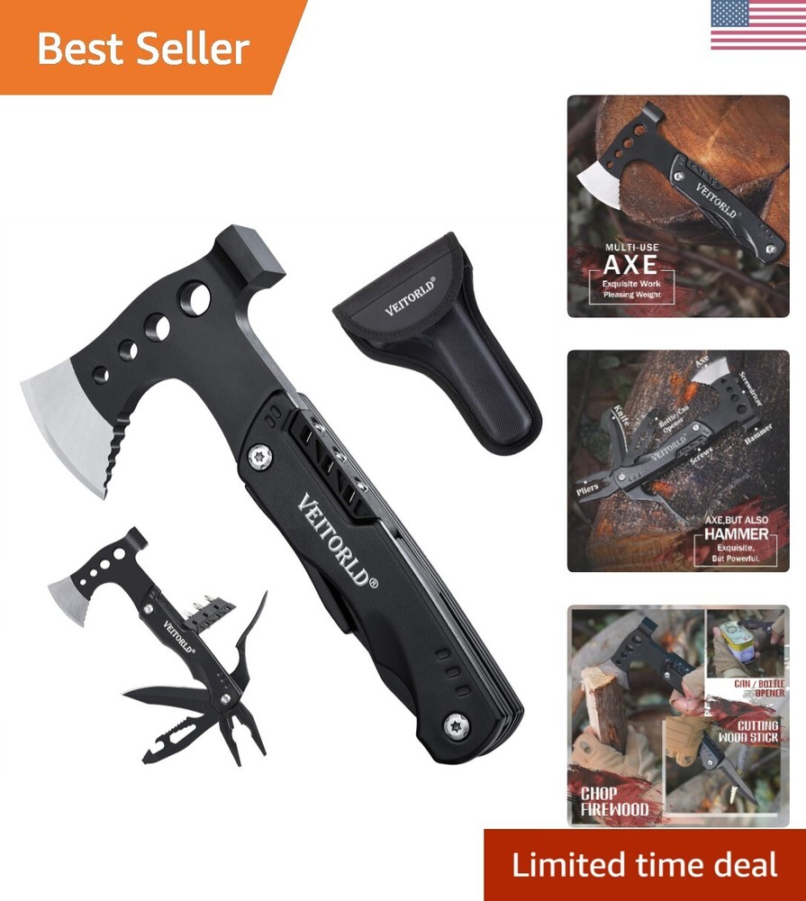 Multitool Axe 14-in-1 Camping Accessory - Essential Gift for Outdoor Lovers