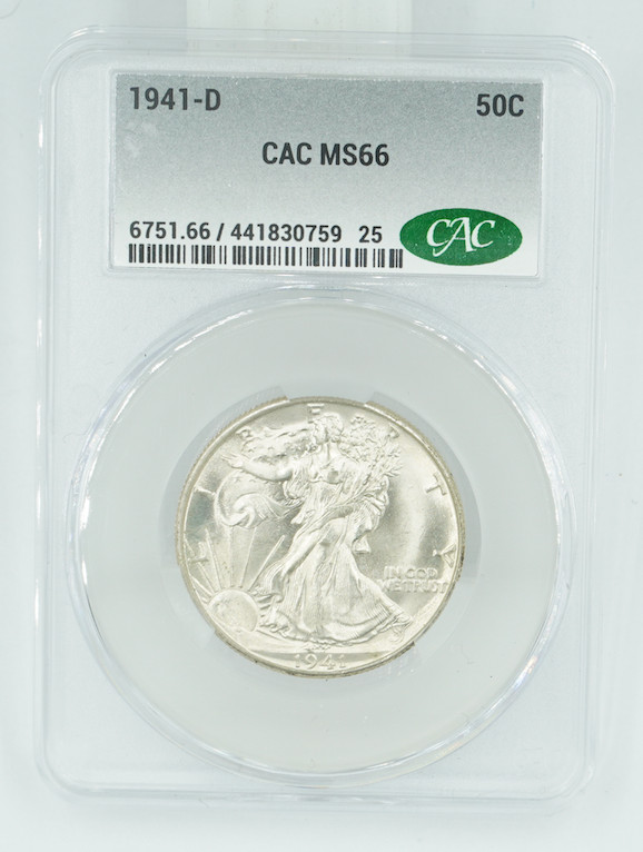 1941-D CAC MS66 Walking Liberty Half Dollar