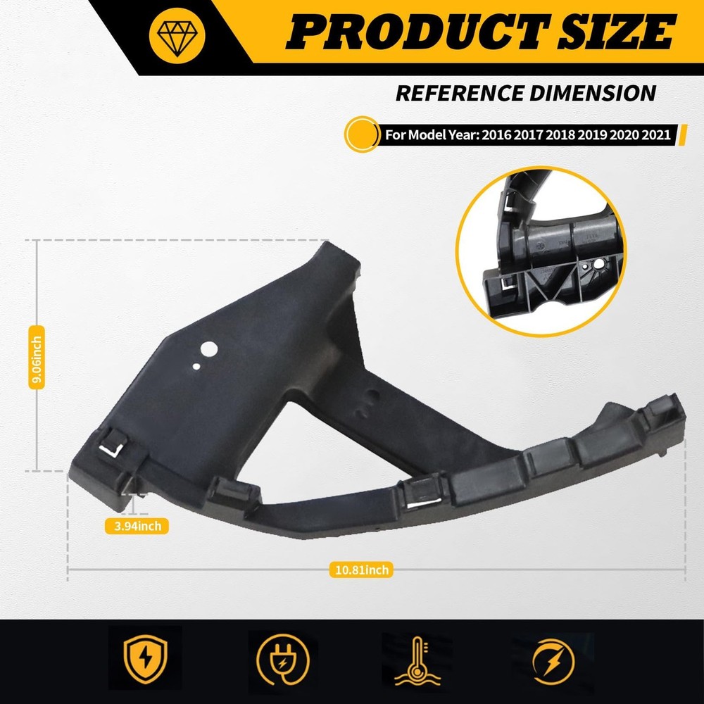 Front Headlight & Bumper Bracket Mount Support Retainer Compatible with 2016-...