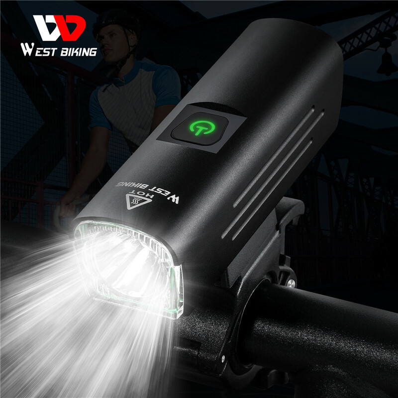 WEST BIKING Bicycle Front Light 1300 Lumen LED USB Rechargeable Light Flashlight