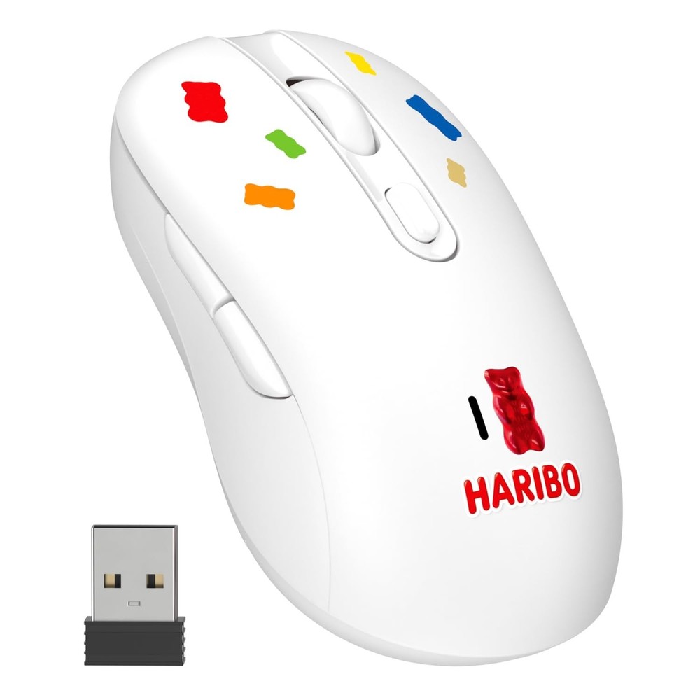 DCHK Haribo Wireless Mouse, Bluetooth 3.0/5.0 & 2.4GHz, Adjustable DPI, Multi...