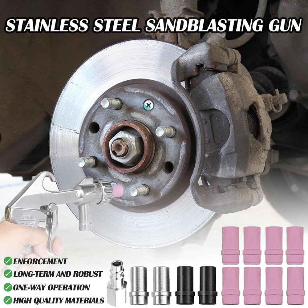Sand Blasting Kit Sandblaster with Hose and Multiple Nozzle Sizes Rust Remove...