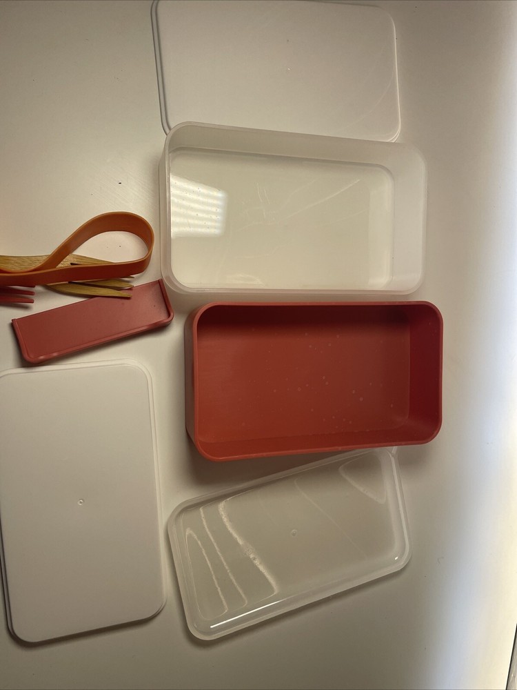 Two Compartment Stackable Bento Box With 2 Forks Easy Plastic Lunch Box
