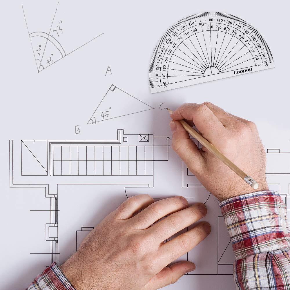 24 Pack Plastic Protractors Student Math Clear Protractor Set 180 Degrees for...