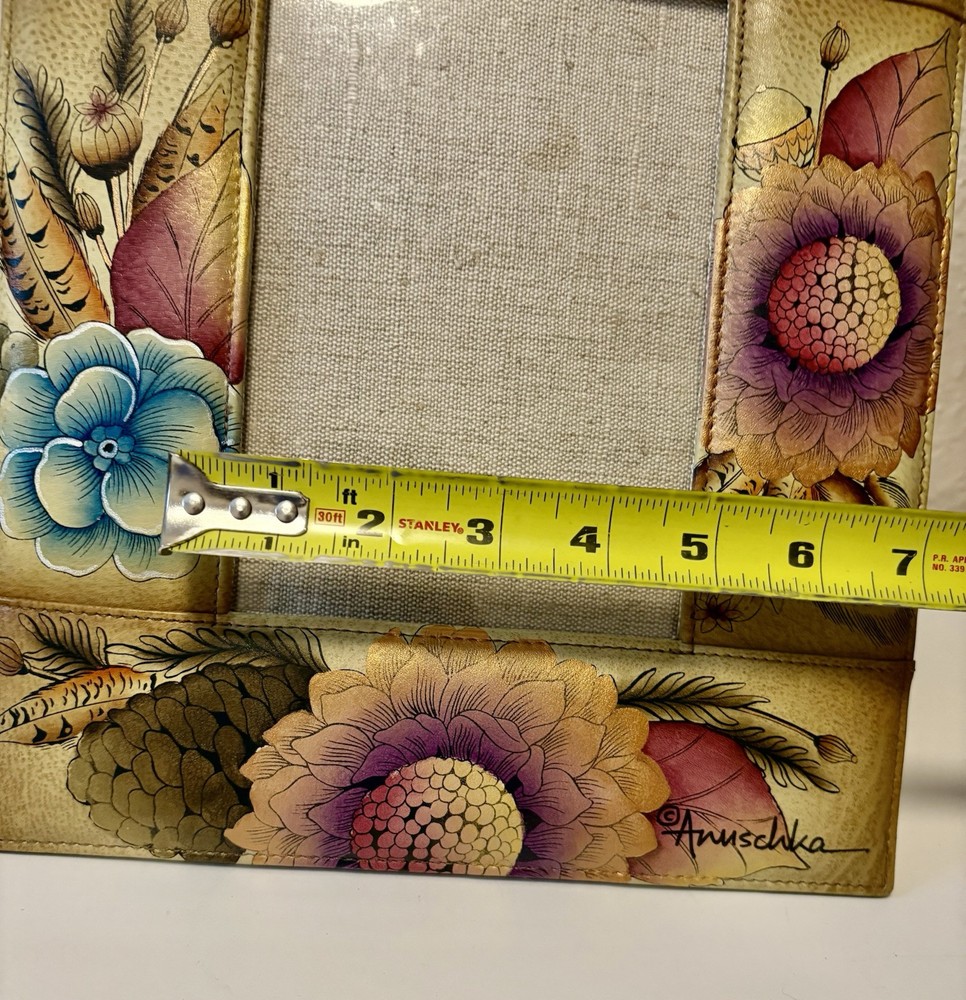 Anuschka Handmade Boho Handpainted Leather Photo Frame Signed D