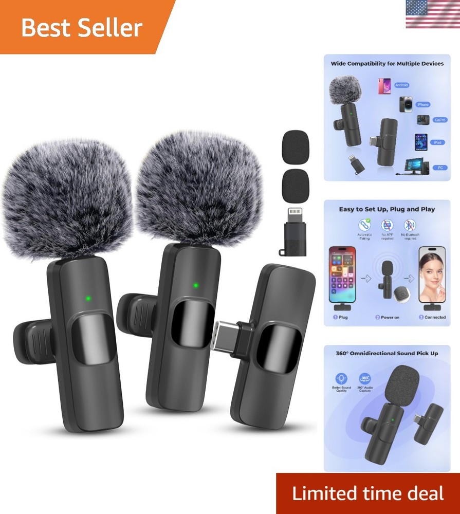 Omnidirectional Wireless Microphone for Podcasts - iPhone & Android Compatible