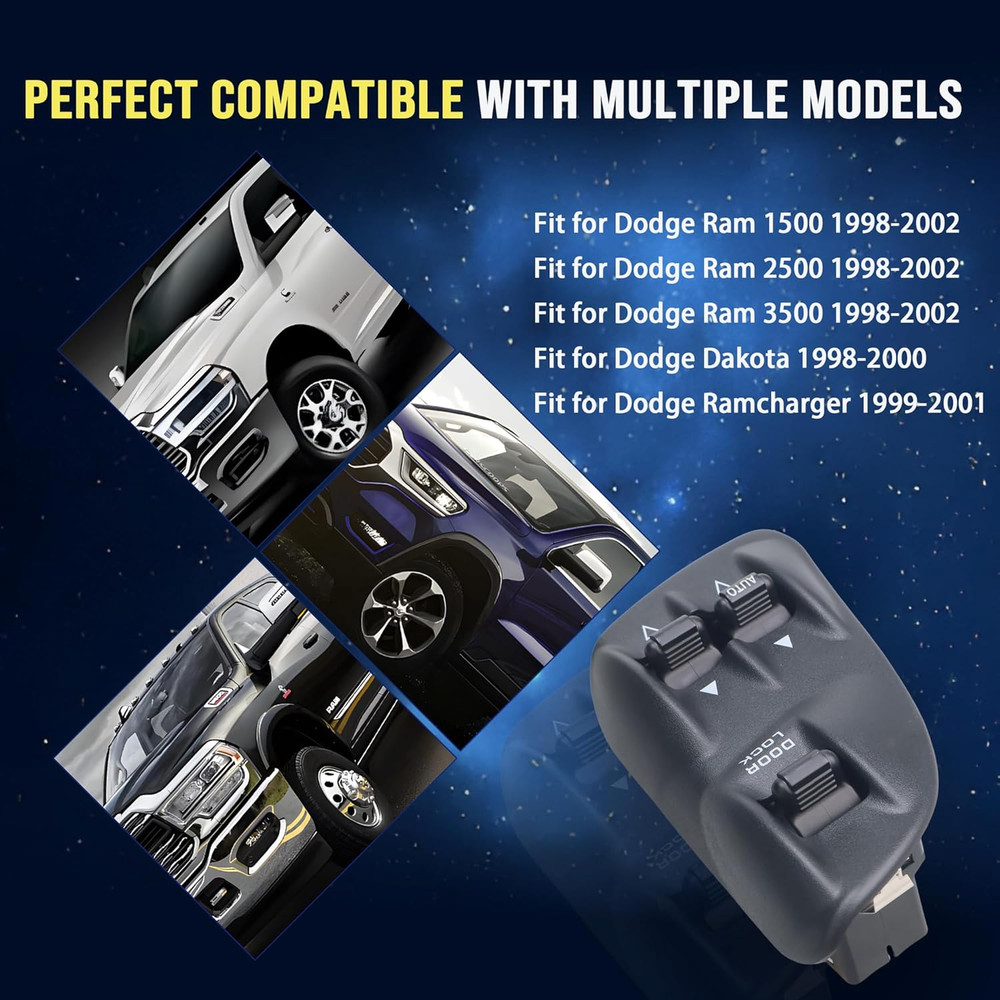56021912AB Master Power Window Switch & Bezel Assembly Compatible with Dodge Ram