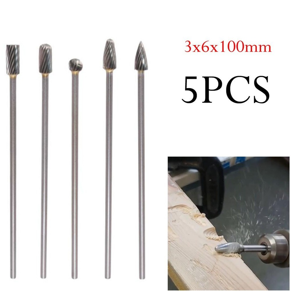 5pcs Solid Carbide Rotary Tools for Precision Work in Metal and Wood Projects