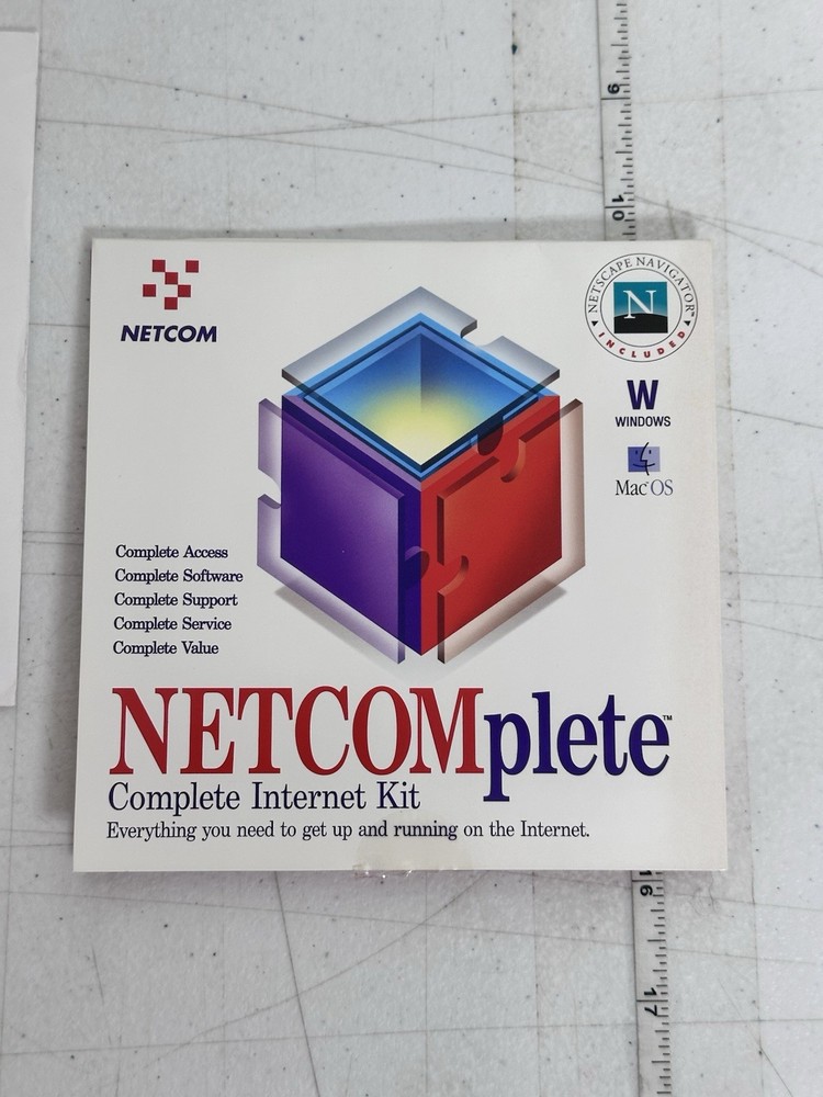 Vtg 1996 NETCOMplete Internet Kit CD-ROM Windows Mac w/Original Mailer NOS ISP