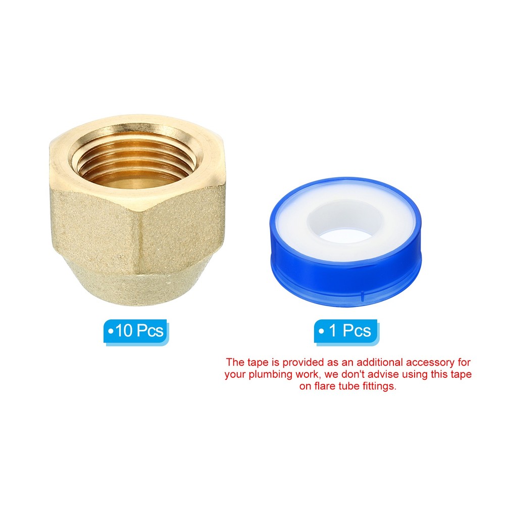 10pcs 3/8 SAE Brass Flare Nut 45 Degree Copper Flared Pipe Fitting Cap Matte