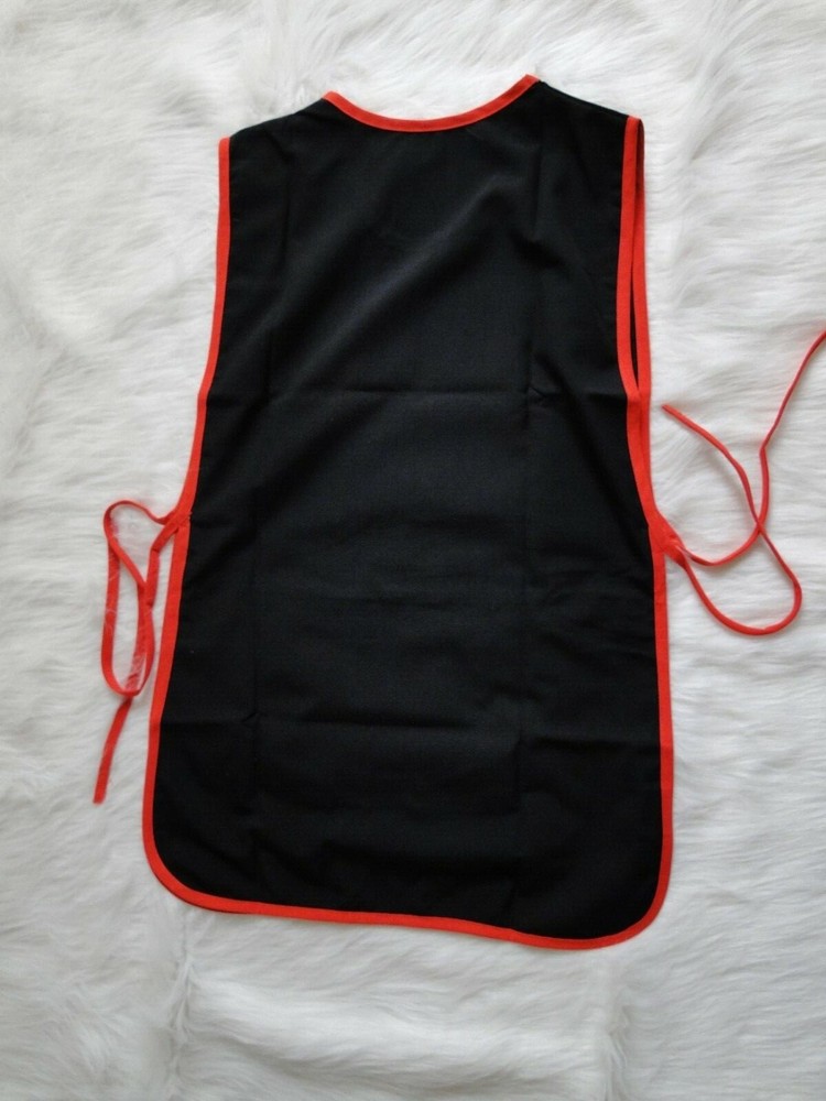 Black Popover Apron with Red Border