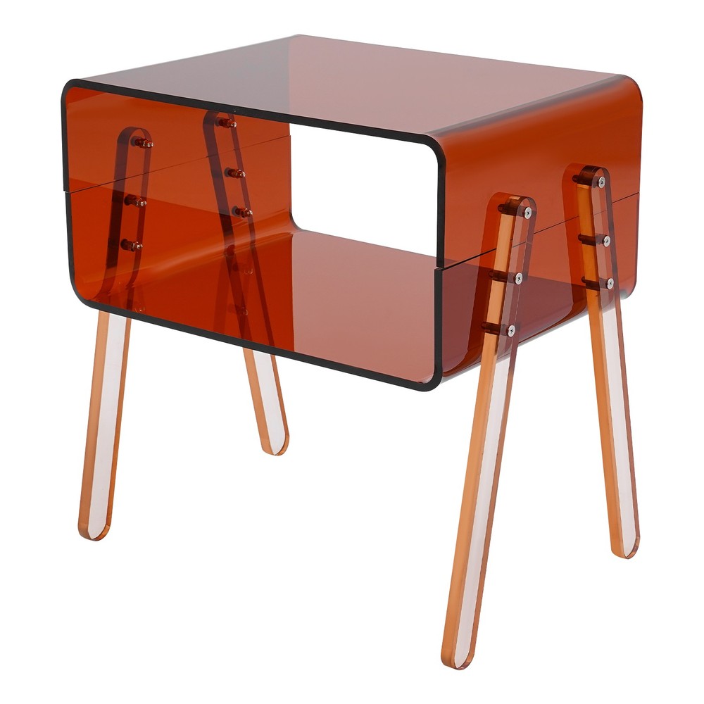 Acrylic Decorative End Table, 2-Tier Home Display Nightstand with Open Storage