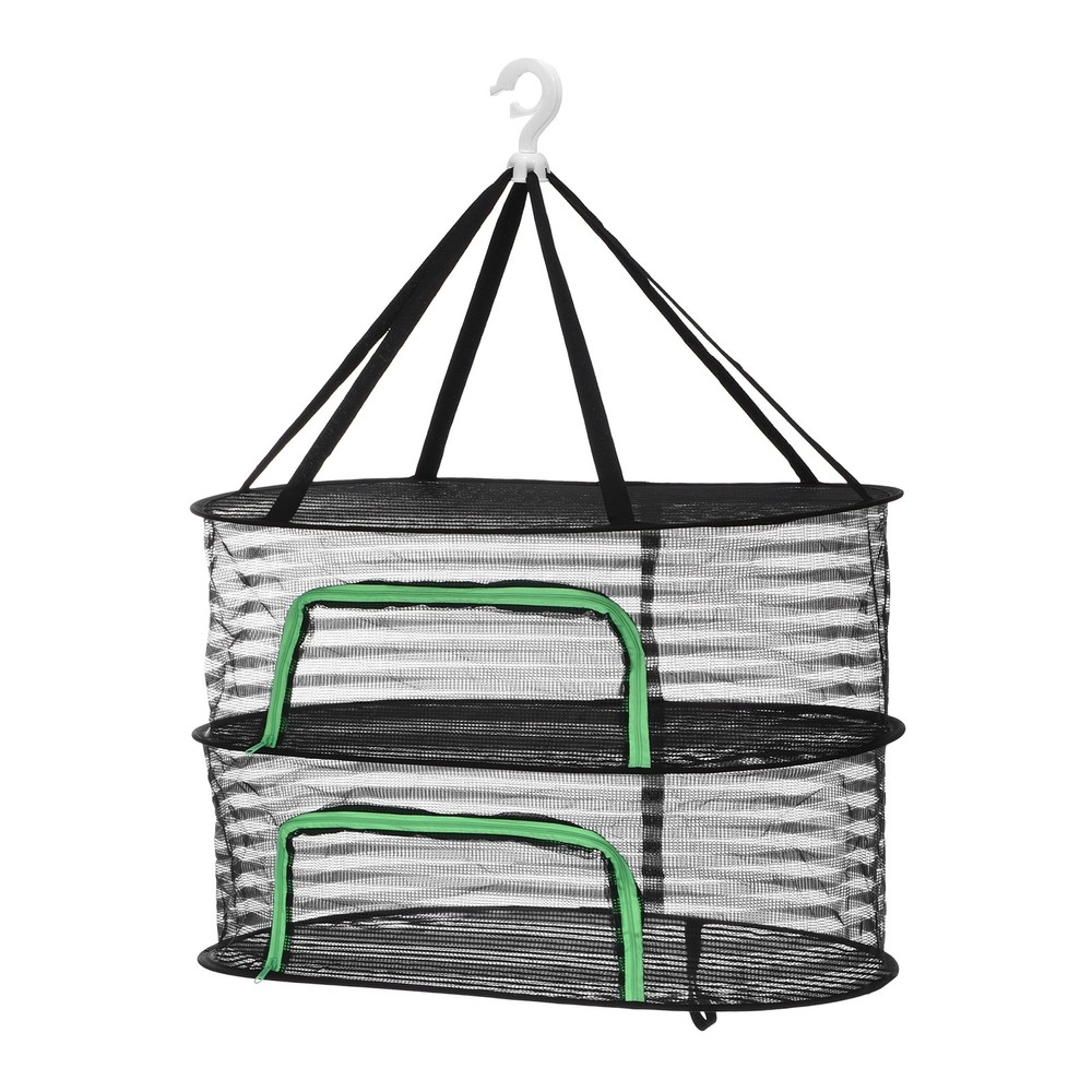 Herb Drying Rack, 24" 2-Layer Hanging Drying Mesh Net, Black