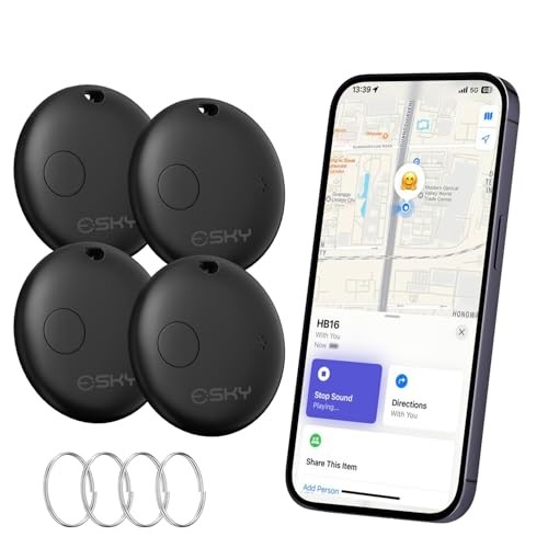 Air Tracker Tags-Bluetooth Smart Luggage Tracker Works with Apple 4 Pack Black