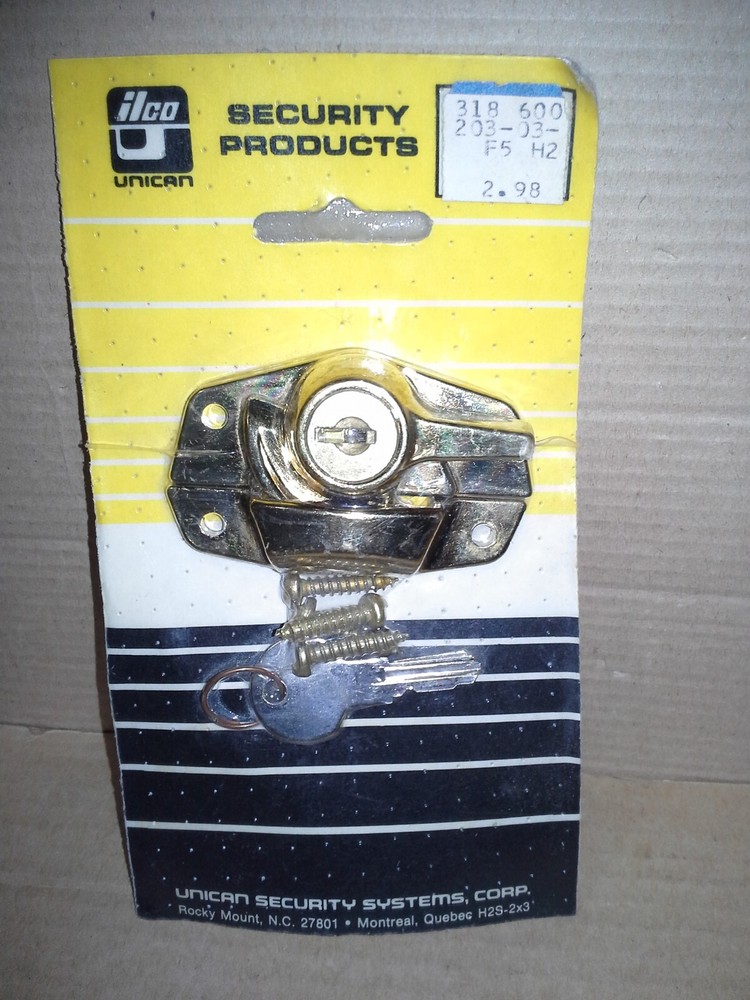 ilco Unican Security Products Brass Security Window Lock. NOS
