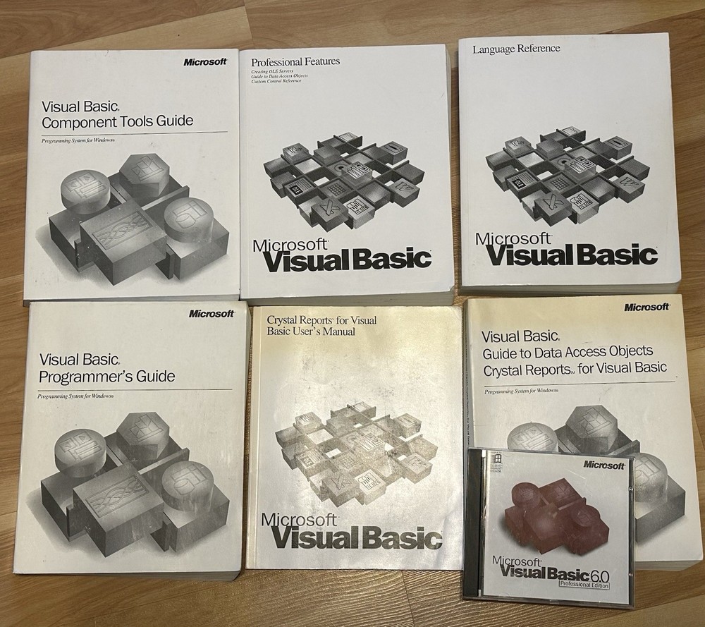 Set of 6 Microsoft Visual Basic Books + VB 6.0 Professional Edition for Windows