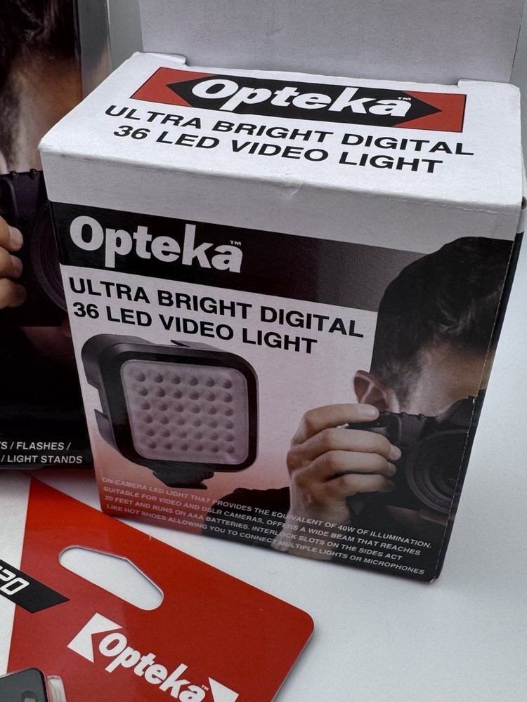 Opteka Camera Accessory Lot -LED Light , Suction Mount, Stabilizer, Card Reader