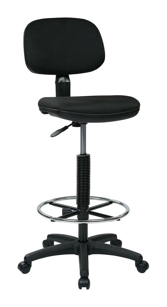 Scranton & Co Adjustable Drafting Chair with Stool Kit in Black