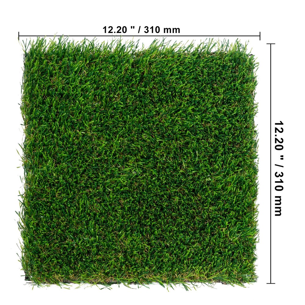 12"x12" Interlocking Artificial Grass Tiles with Self-Draining Base