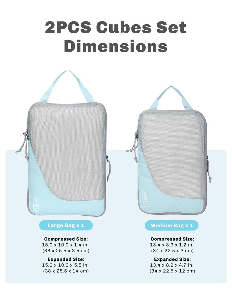 6 Set/ 4 Set/ 2 Set Compression Packing Cubes Travel Essentials Lightweight N...
