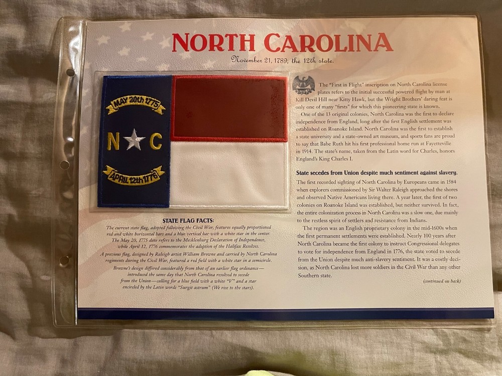 WILLABEE & WARD FLAG PATCH PANE ****NORTH CAROLINA