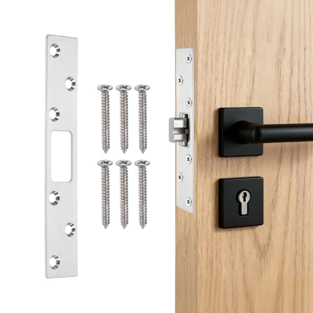 Door Strike Plate, 6 Inch Security Latch Strike (Silver)