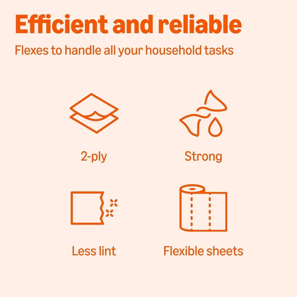 Amazon Basics 2-Ply Flex-Sheets Paper Towels, 12 Basics Rolls = 40 Regular Rolls