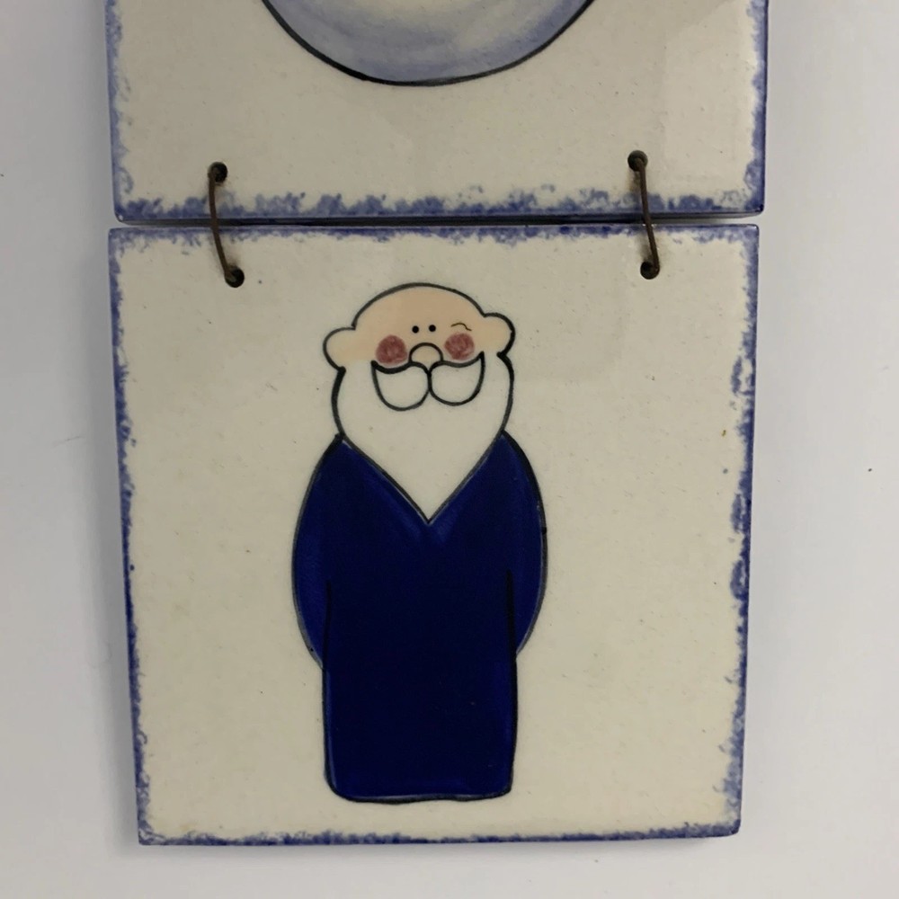 Wall Hanging Handmade Ceramic Tile & Wire Noah’s Ark Theme 17" x 4" EUC