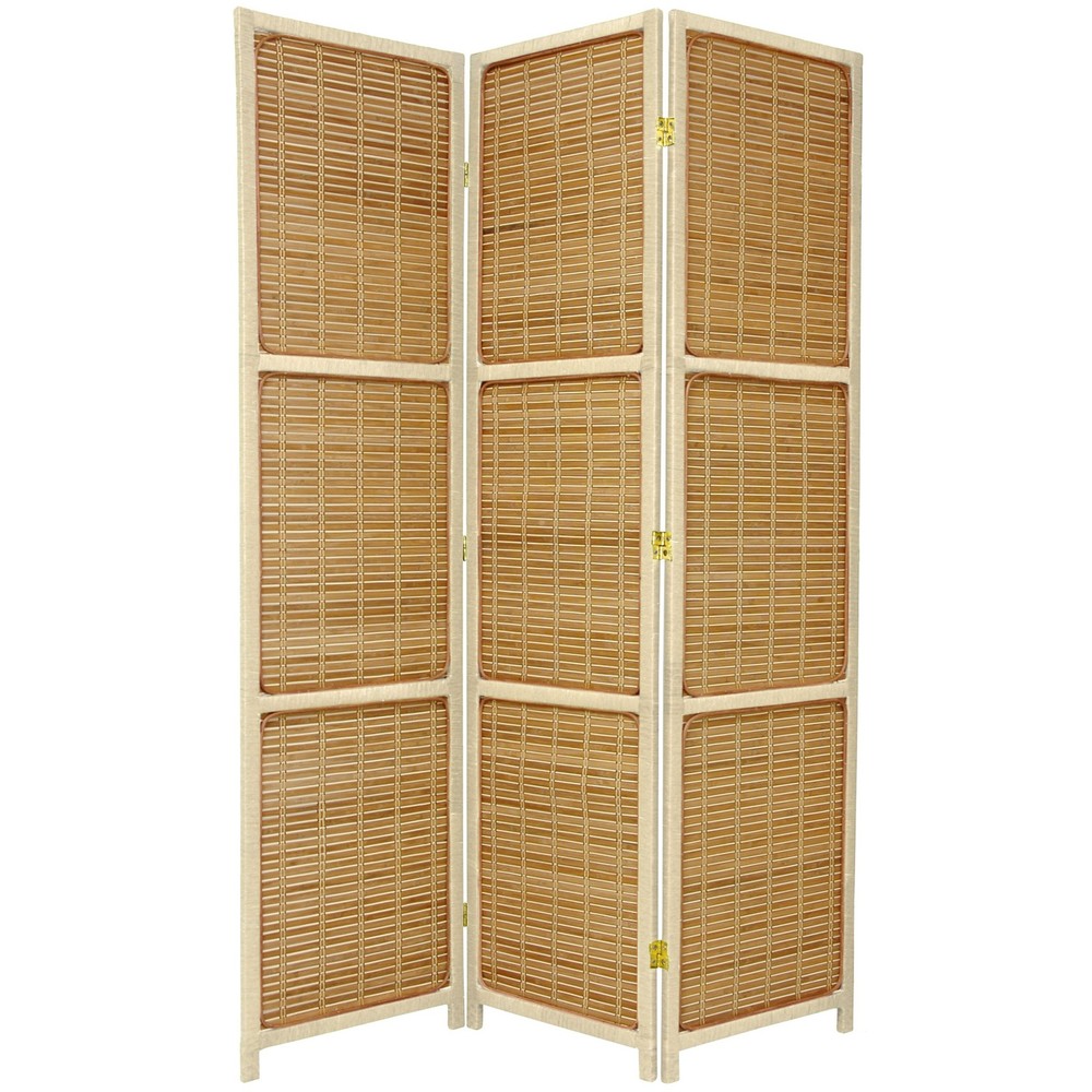 6 ft. Tall Woven Accent Room Divider - 3 Panel - Cream