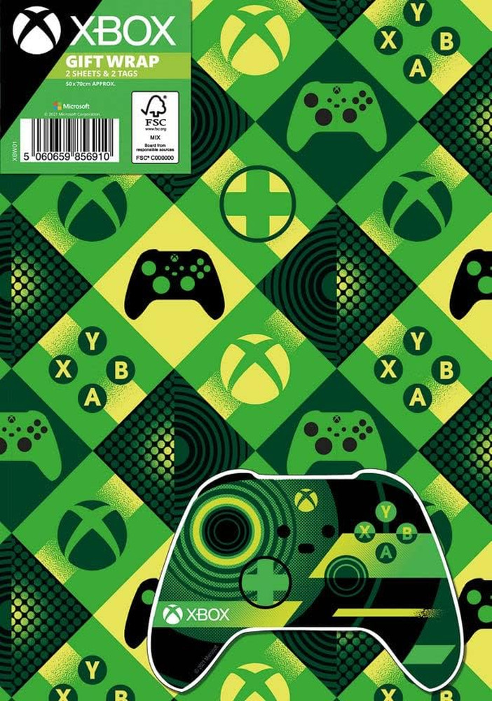 Xbox 2 Sheets of Gift Wrap and 2 Gift Tags