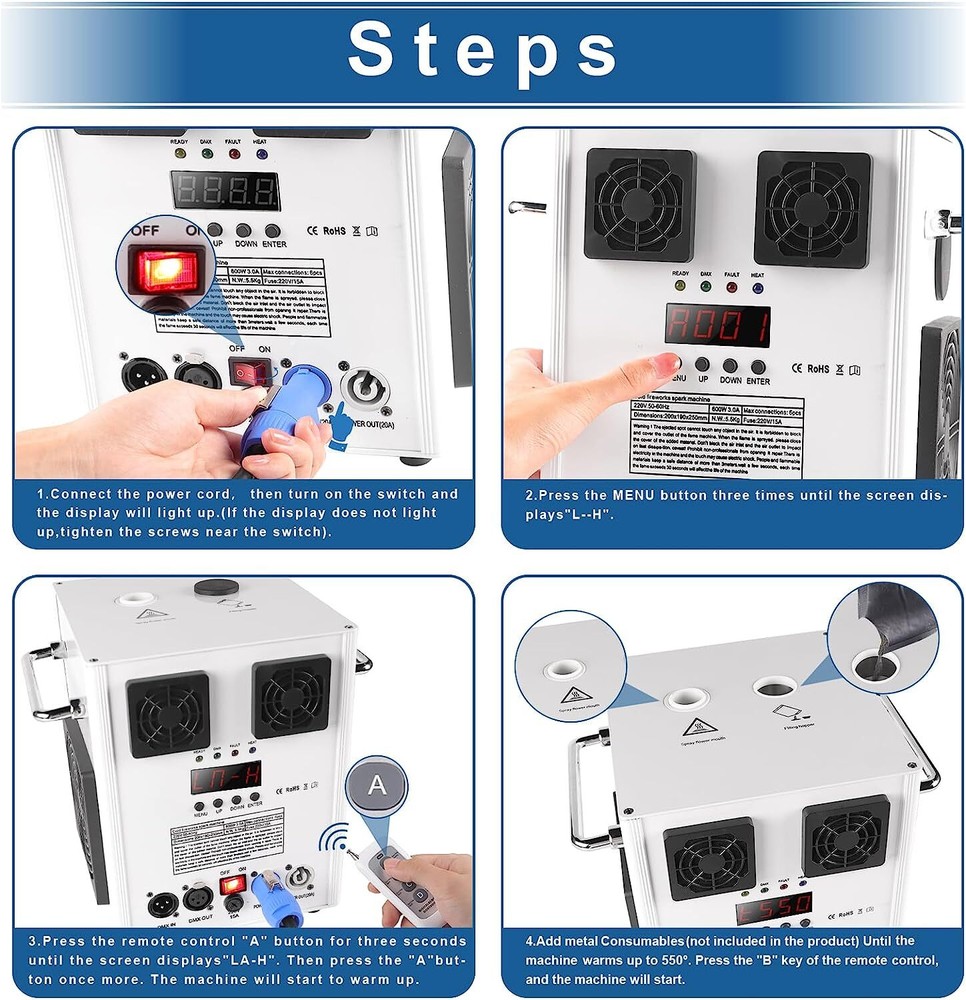 2Pcs Cold Spark Firework Machine with Case Set 700W Stage Wedding Effect Machine