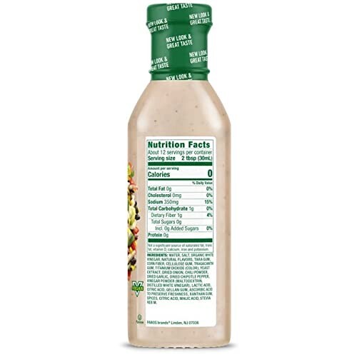 Chipotle Ranch Zero Calorie Dressing 2 Bottles NT.WT 12 Fl.Oz. (355mL) each.