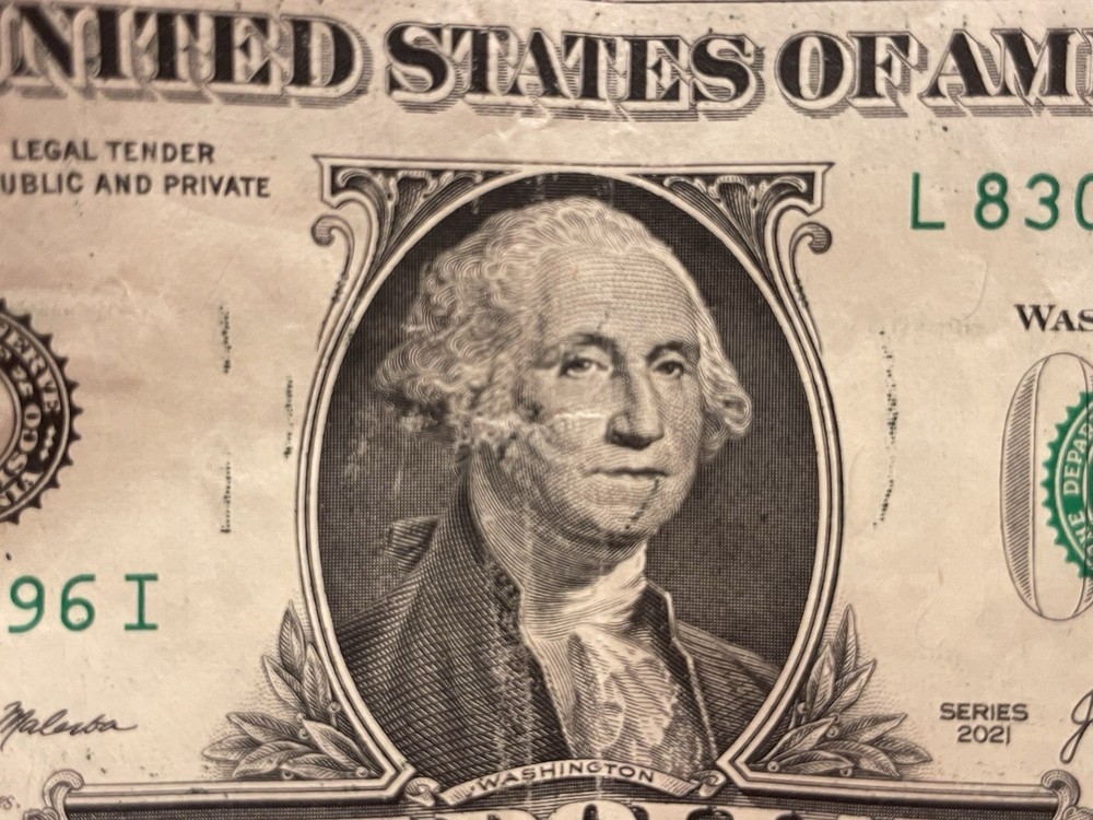 2021 X2 $1 Dollar Bills Ink Smear Bleed Through Errors From The Same Strap.